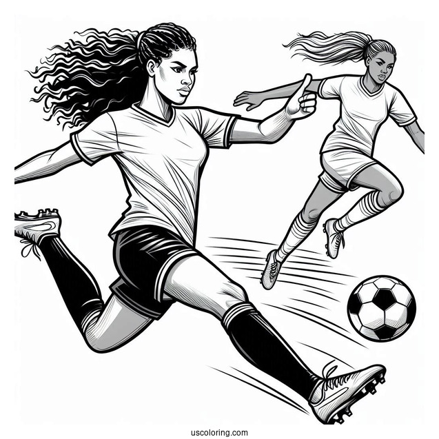 Coloring Page Of Soccer Player Kicking Ball