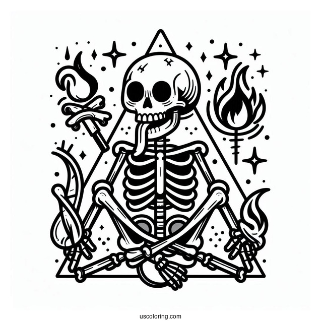 Detailed Danger Skeleton Coloring Page