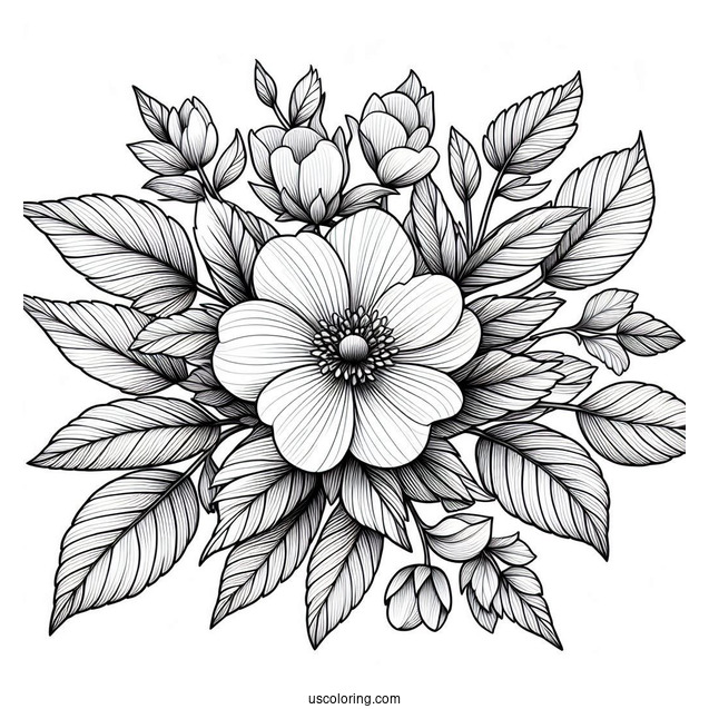 Top View Of Spring Flower With Tons Of Leaves