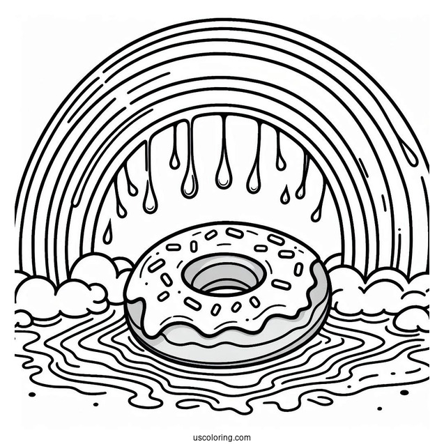 Fun Donut Coloring Page Sliding Down The Rainbow