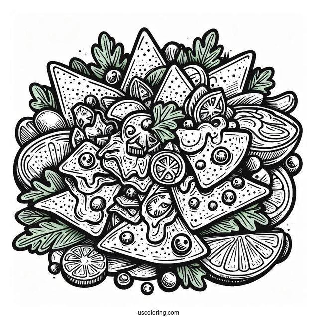 Coloring Page Of Mexican Nachos