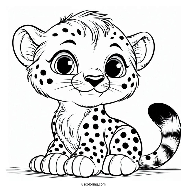 Cartoon Cheetah Coloring Page With Mischievous Grin