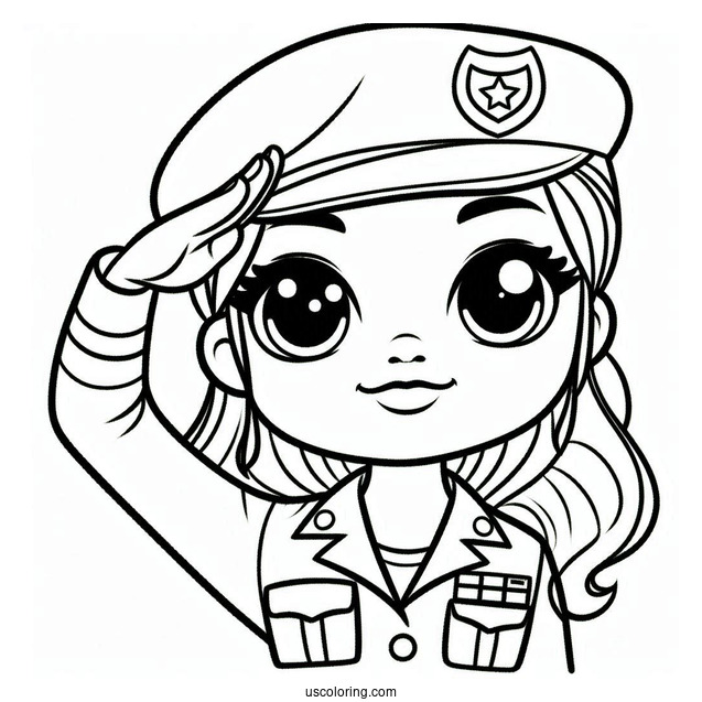 Cute American Soldier Coloring Page Saluting For Preschoolers
