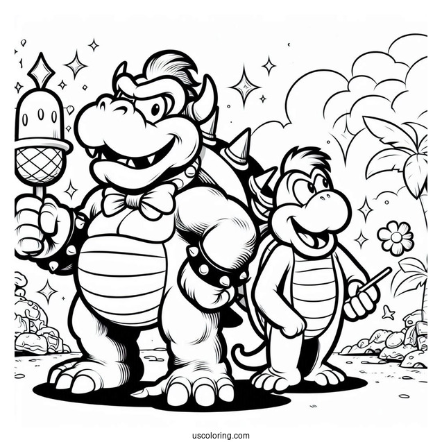 Donkey Kong And Boswer To Color