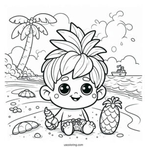Sprunki Coloring Page Of Garnold At The Beach