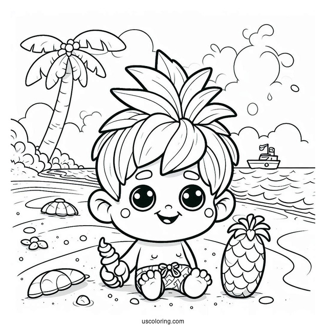 Sprunki Coloring Page Of Garnold At The Beach