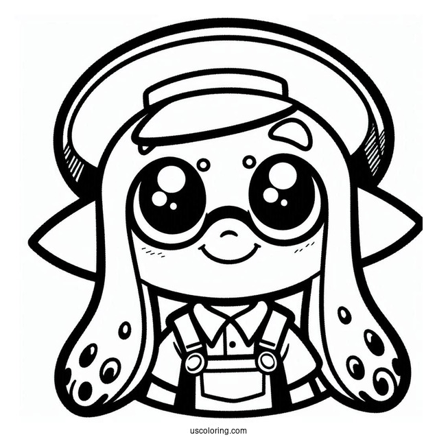 Splatoon Coloring Page Of Smiling Octoling Boy For Preschoolers