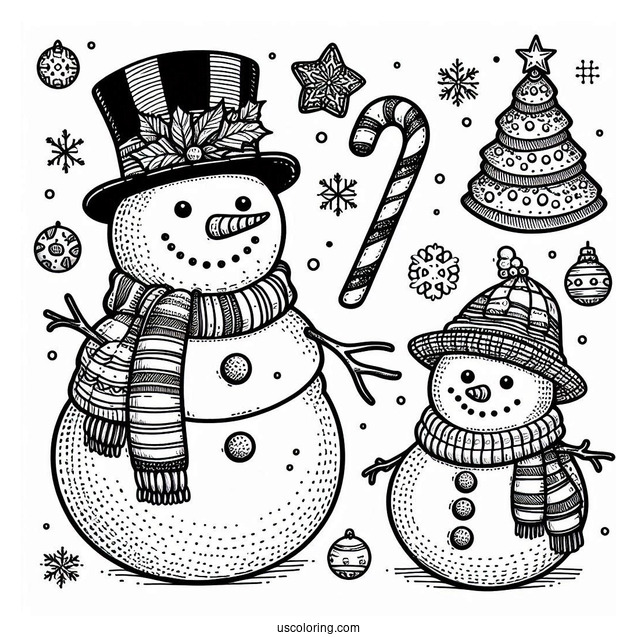 Happy Holidays Snowman To Color