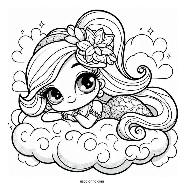 Cute Shimmer And Shine Coloring Page Resting On A Cloud For Preschoolers