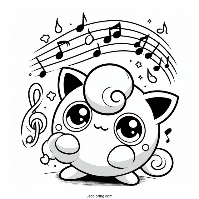 Jigglypuff With Music Notes To Color