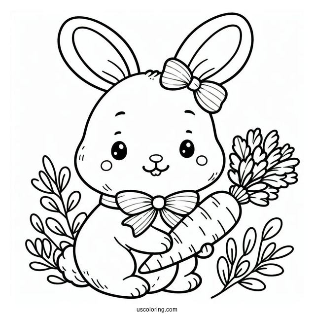 Petter Rabbit Holding Carrot Coloring Page