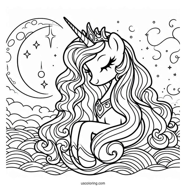 Simple Princess Luna Coloring Page For Kids