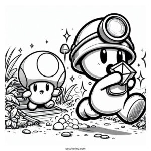 Shy Guy Coloring Page Chasing Miner Toad With Emerald