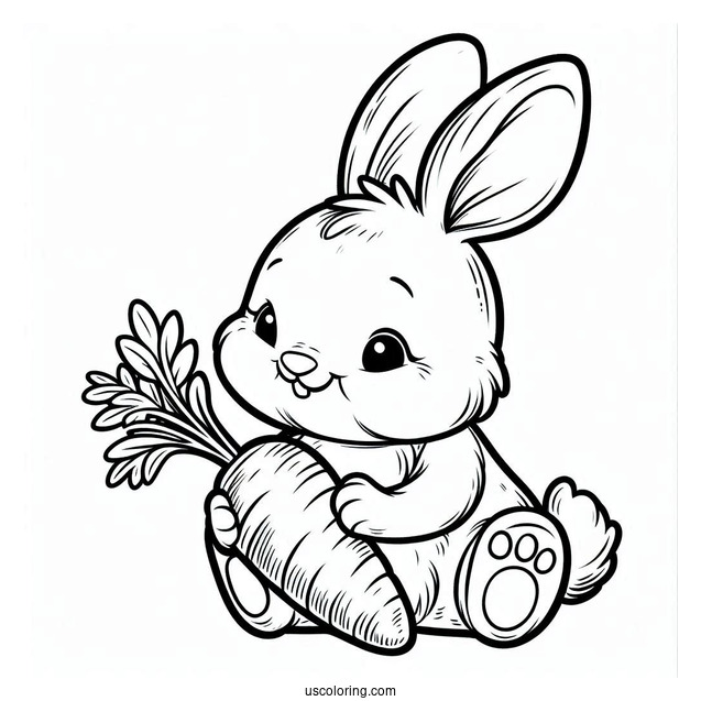 Petter Rabbit Holding Carrot Coloring Page