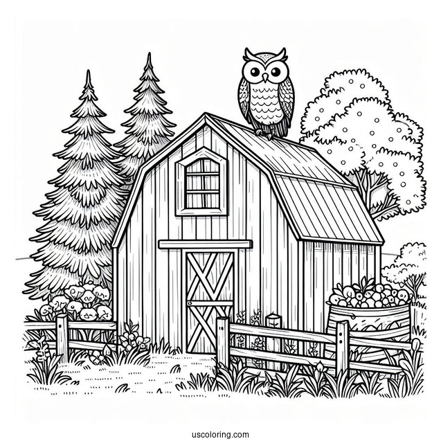 Barn Own To Color