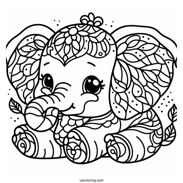 Baby Elephant Stained Glass Coloring Page