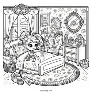Polly Pocket Coloring Page In Her Bedroom For Kids