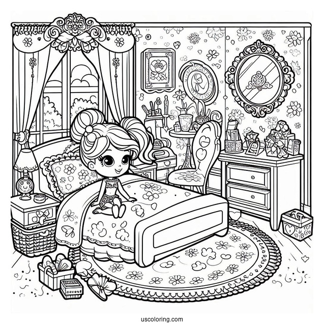 Polly Pocket Coloring Page In Her Bedroom For Kids