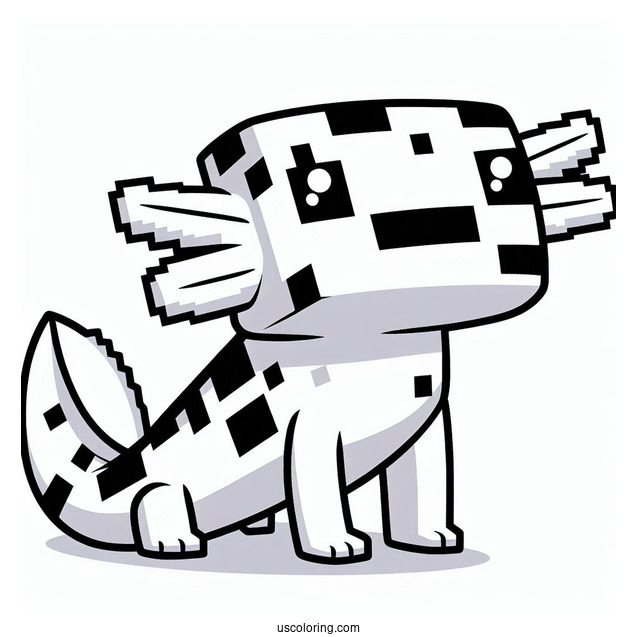 Minecraft Axolotl Coloring Page For Preschoolers