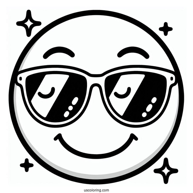 Smiling Face With Sunglasses Emoji Coloring Page For Kids