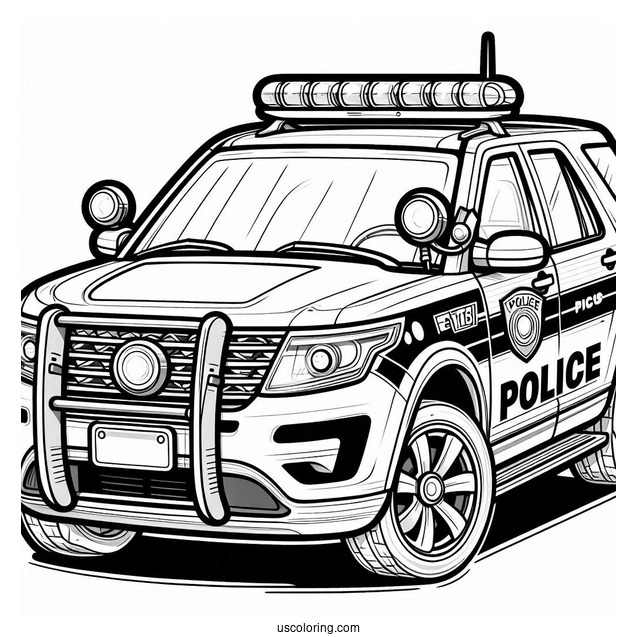 Coloring Page Of Police Car For Preschoolers