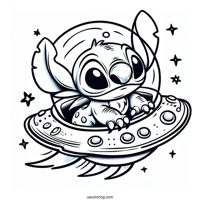 Stitch In Alien Space Ship To Color