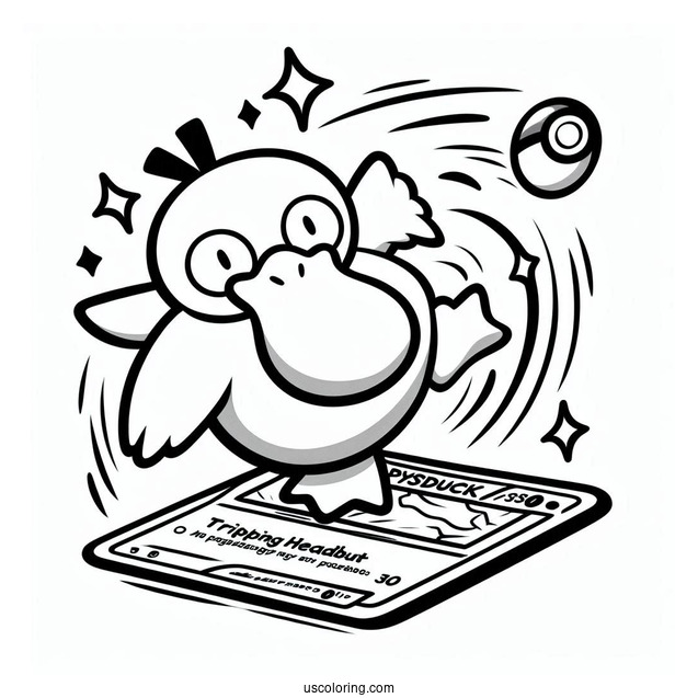 Psyduck Coloring Page Tripping Headbutt Pokemon Card