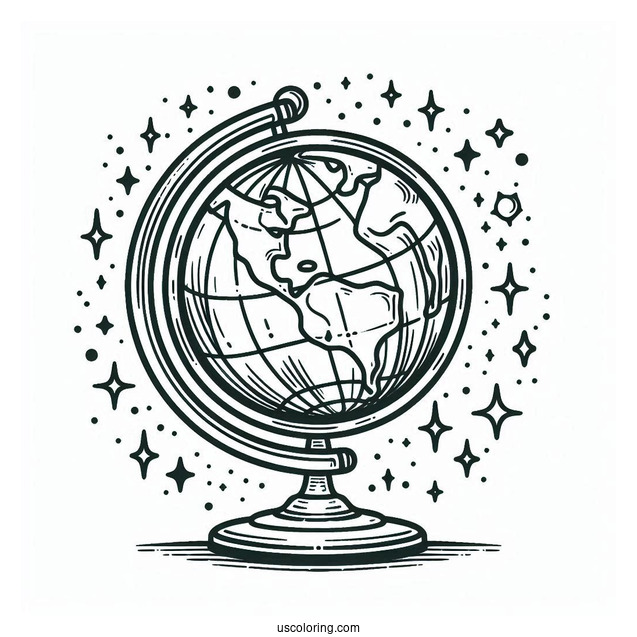 Globe Stand Coloring Page For Kids