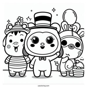 Pororo Coloring Page Of Petty, Crong, Harry, Tongtong, Eddy, Poby, Rody, And Loopy