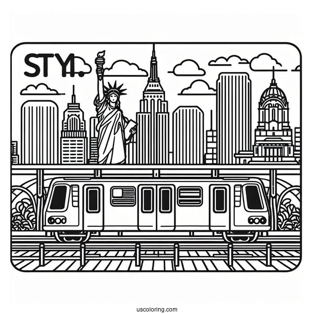New York Coloring Page Of Metrocard Outline For Kids