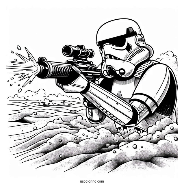 Sand Stormtrooper Coloring Page Shooting Blasters In The Battlefield