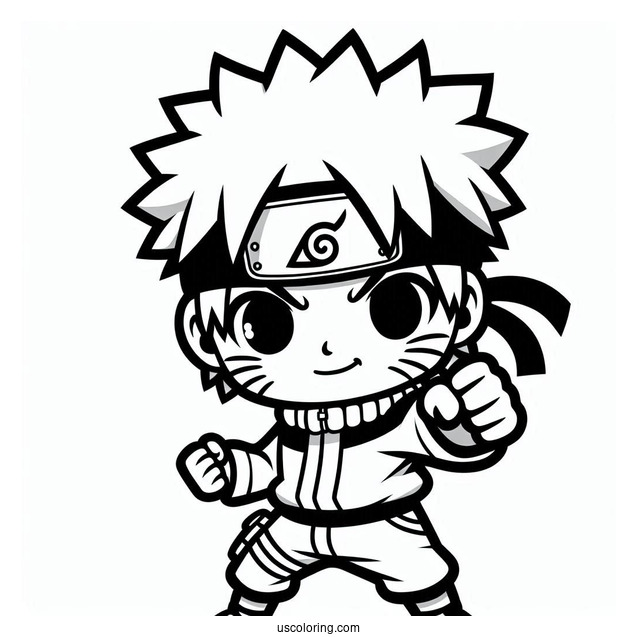 Chibi Naruto Coloring Page Doing Fist Pump