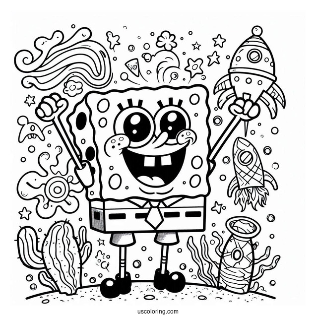 Easy SpongeBob SquarePants Coloring Page For Kids