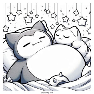 Detailed Munchlax And Snorlax Coloring Page Sleeping Under The Stars