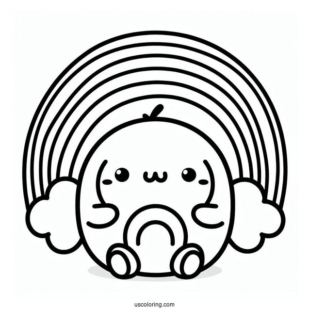 Cute Toy Pompompurin Hugging Rainbow