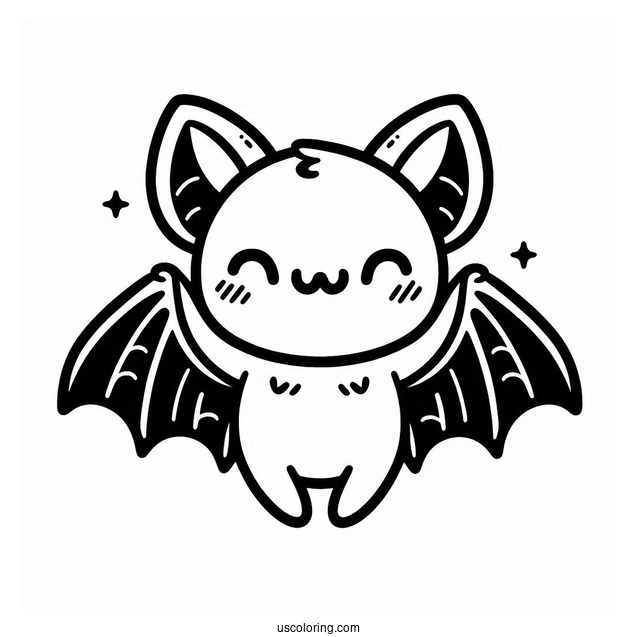 Simple Happy Bat Coloring Page For Preschoolers