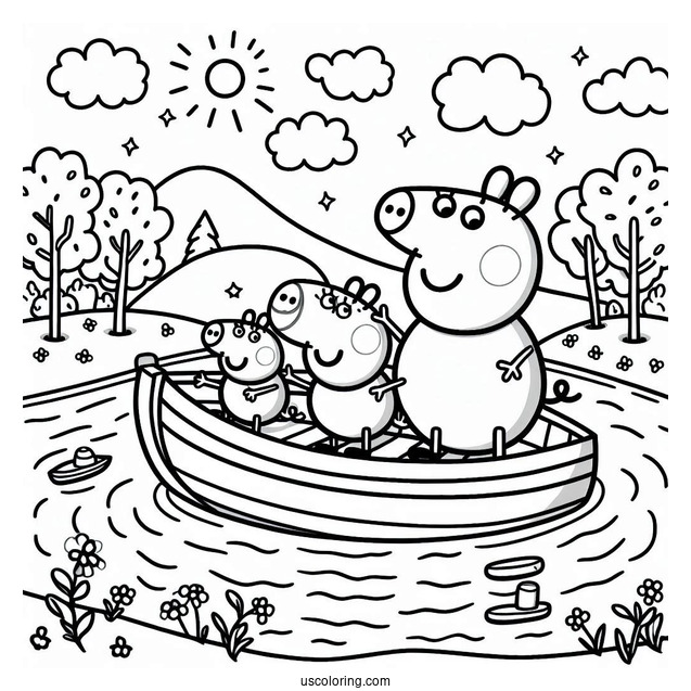 Peppa Pig Family On River Boat