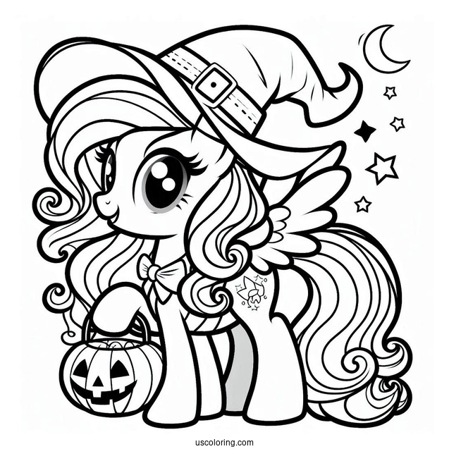 Trick-or-Treat My Little Pony Coloring Sheet