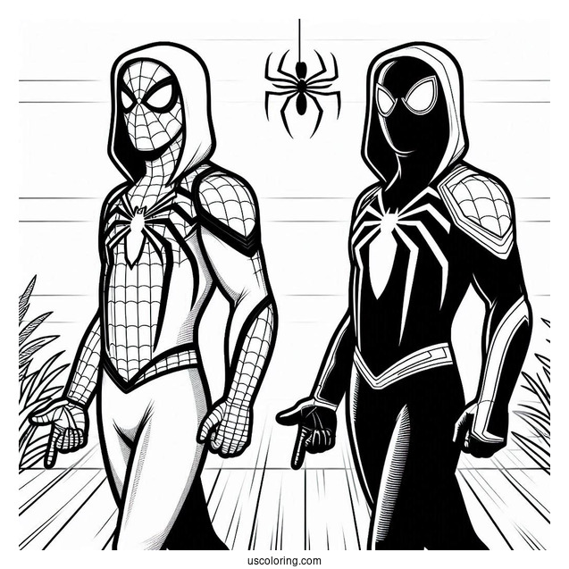 Among Us Spider-Man Coloring Picture For Kids