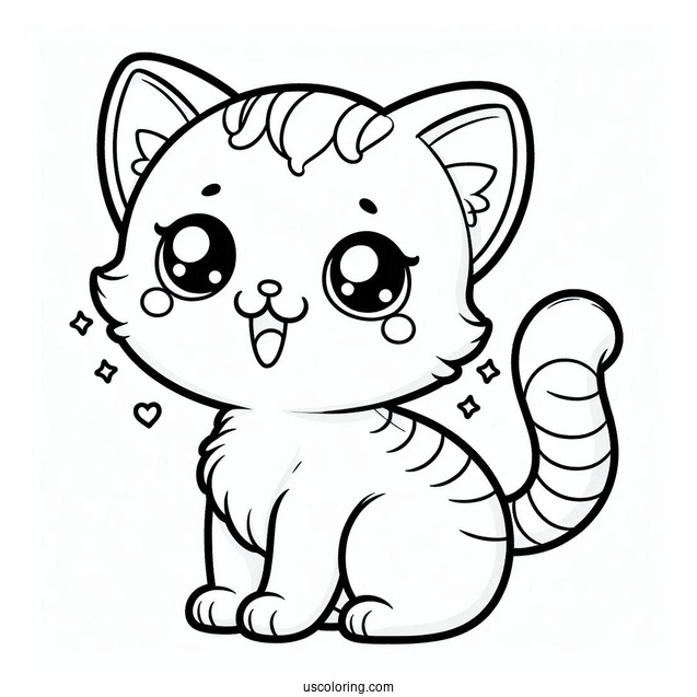 Coloring Sheet Of Cute Cat Meowing