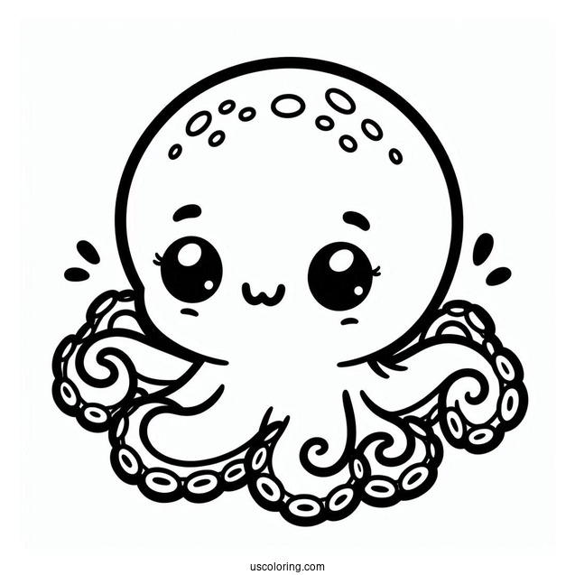 Cute Baby Octopus Coloring Page For Preschoolers