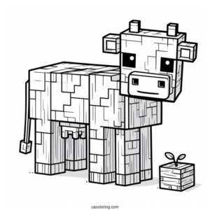 Minecraft Cow Coloring Page For Kids