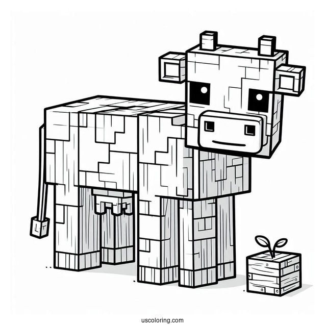 Minecraft Cow Coloring Page For Kids
