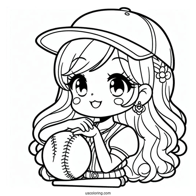 Easy Baseball Coloring Page For Kids