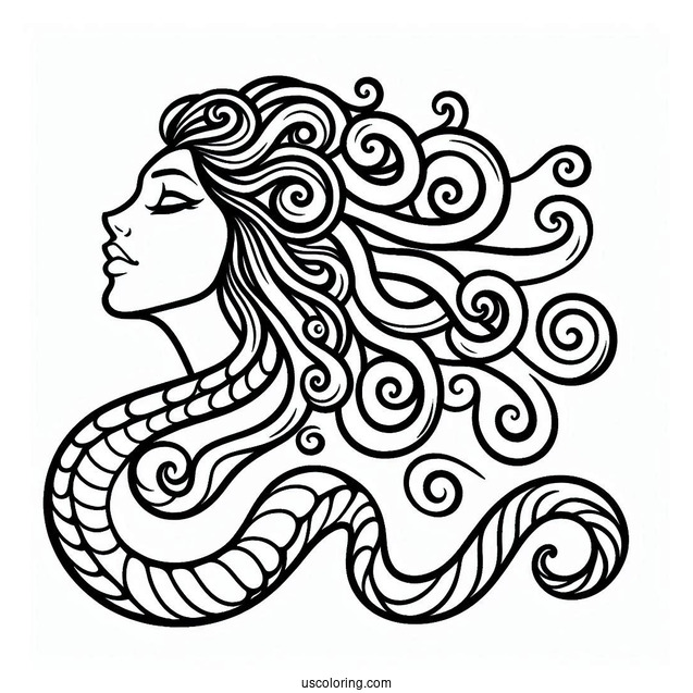 Easy Medusa Coloring Page Outline For Kids