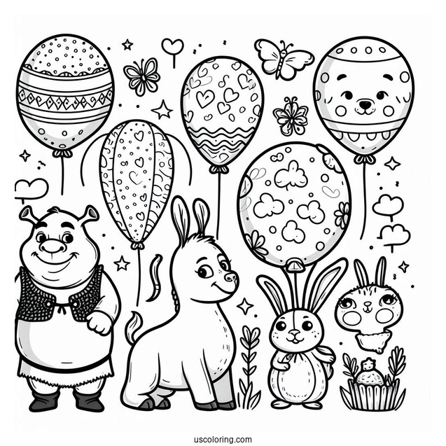 Animal Balloons From Shrek To Color