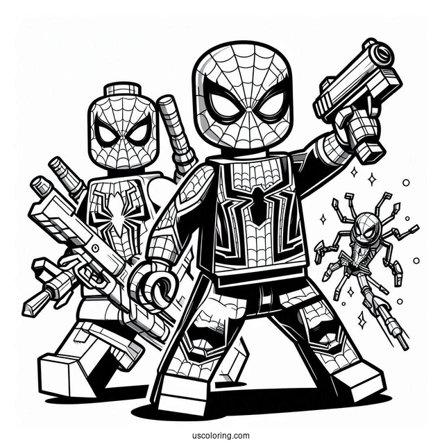 Lego Spider-Man With Avengers Characters Coloring