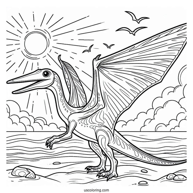 Large Pterodactyl Coloring Page Under The Sun