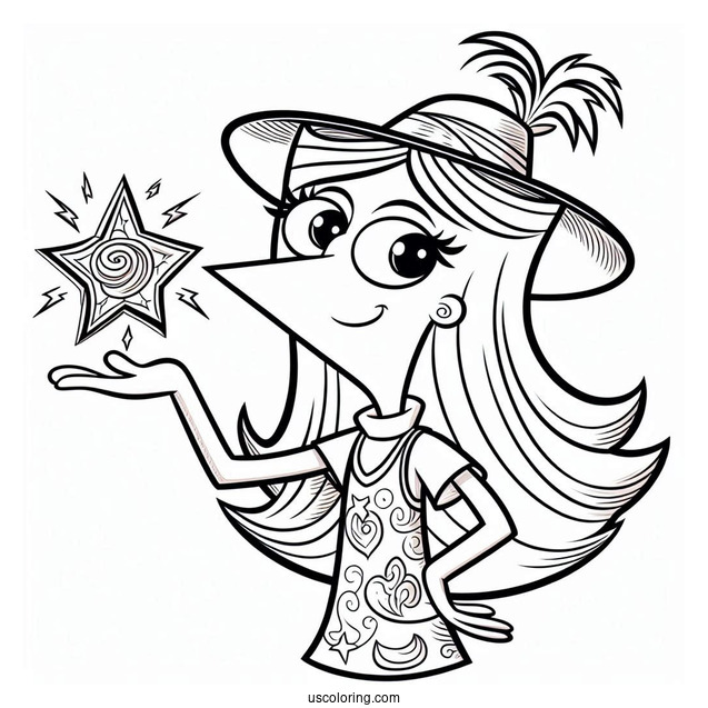 Phineas And Ferb Coloring Page Of Easy Isabella For Kids