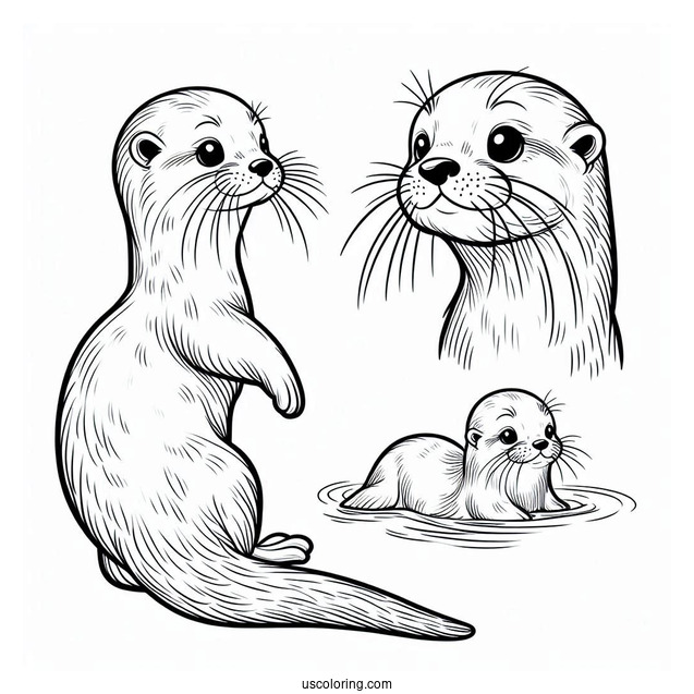 Small Otter Coloring Page With Long Tail